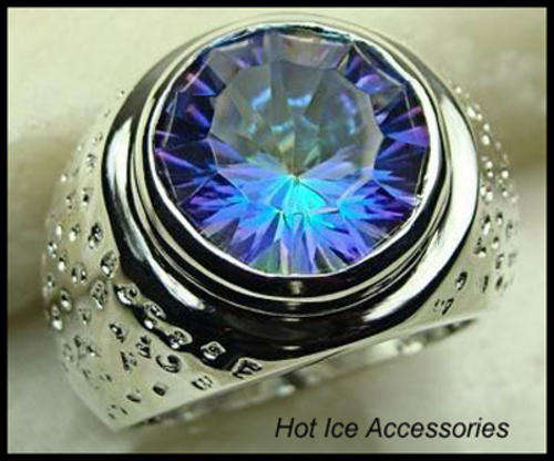**INTERNATIONAL SHIPPING** STERLING SILVER SIMULATED MYSTIC TOPAZ RING