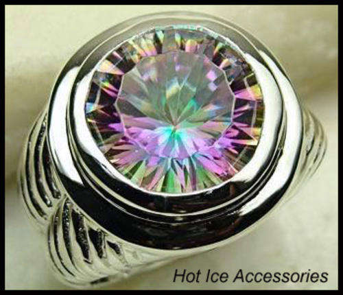 **INTERNATIONAL SHIPPING** STERLING SILVER SIMULATED MYSTIC TOPAZ RING** NO COMBINED POSTAGE