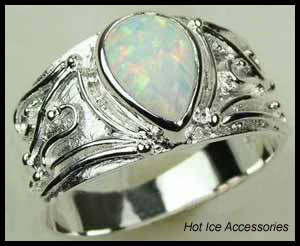 **INTERNATIONAL POSTAGE** FULLY HALLMARKED 925 STERLING SILVER SIMULATED WHITE FIRE OPAL RING