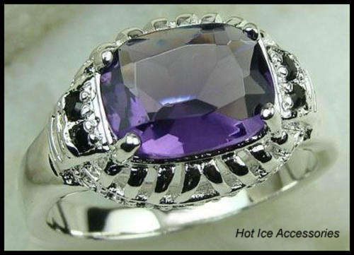 **INTERNATIONAL POSTAGE** FULLY HALLMARKED 925 STERLING SILVER SIMULATED AMETHYST RING