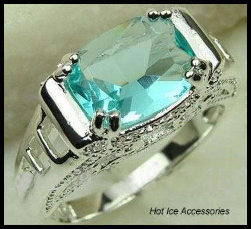 **INTERNATIONAL POSTAGE** FULLY HALLMARKED 925 STERLING SILVER SIMULATED GREEN QUARTZ RING
