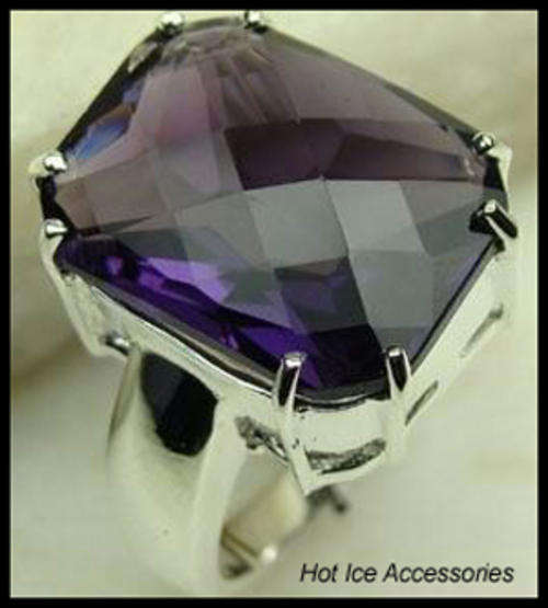 **INTERNATIONAL POSTAGE** FULLY HALLMARKED 925 STERLING SILVER SIMULATED AMETHYST RING