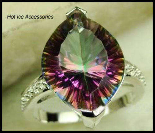 **INTERNATIONAL SHIPPING** STERLING SILVER SIMULATED MYSTIC TOPAZ RING**NO COMBINED POSTAGE
