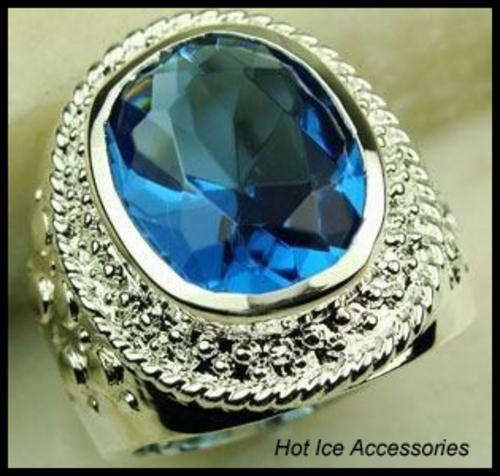 **INTERNATIONAL POSTAGE** STERLING SILVER SIMULATED SAPPHIRE RING*NO COMBINED POSTAGE