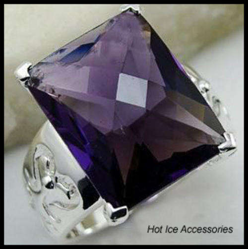 **INTERNATIONAL SHIPPING** STERLING SILVER SIMULATED AMETHYST RING*NO COMBINED SHIPPING