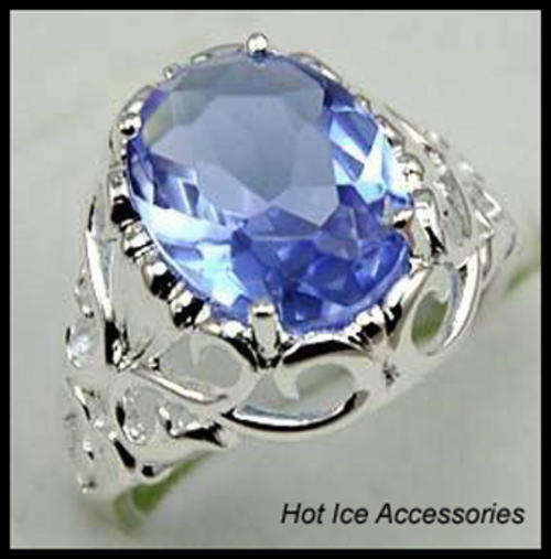 **INTERNATIONAL SHIPPING** STERLING SILVER SIMULATED LIGHT AMETHYST RING*NO COMBINED POSTAGE