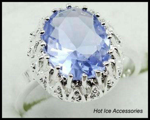 **INTERNATIONAL SHIPPING** STERLING SILVER SIMULATED LIGHT AMETHYST RING*NO COMBINED POSTAGE