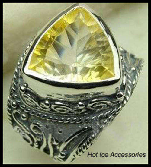 **INTERNATIONAL SHIPPING** STERLING SILVER HALLMARKED SIMULATED CITRINE RING*NO COMBINED POSTAGE