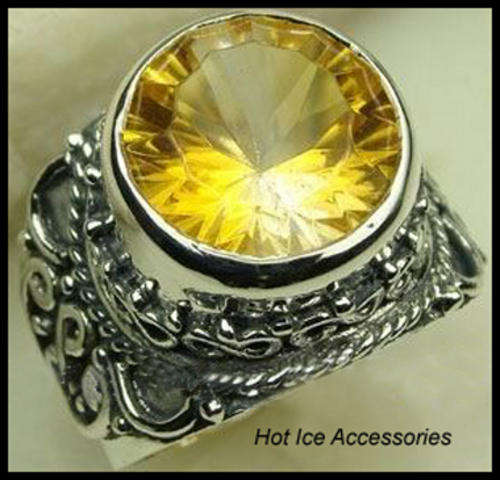 **INTERNATIONAL SHIPPING** STERLING SILVER SIMULATED CITRINE RING*NO COMBINED POSTAGE