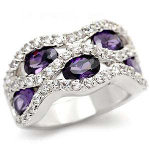 **INTERNATIONAL POSTAGE** 18K WHITE GOLD PLATED SIMULATED AMETHYST RING