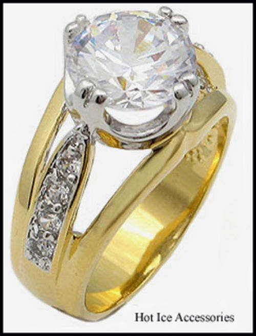 **INTERNATIONAL SHIPPING** 18K YELLOW GOLD PLATED SIMULATED DIAMOND RING*NO COMBINED SHIPPING
