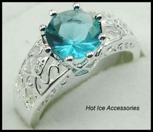 **INTERNATIONAL SHIPPING** STERLING SILVER HALLMARKED SIMULATED GREEN AMETHYST RING