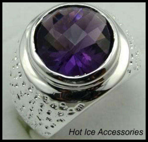 **INTERNATIONAL SHIPPING** STERLING SILVER SIMULATED AMETHYST RING*NO COMBINED POSTAGE