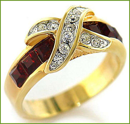 **INTERNATIONAL POSTAGE** 18K GOLD PLATED SIMULATED RUBY RING