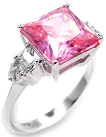 **INTERNATIONAL POSTAGE** 18K WHITE GOLD PLATED SIMULATED PINK TOPAZ RING