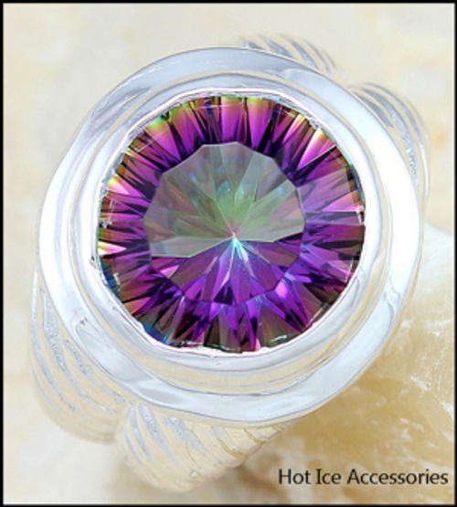 **INTERNATIONAL SHIPPING** STERLING SILVER SIMULATED MYSTIC TOPAZ RING