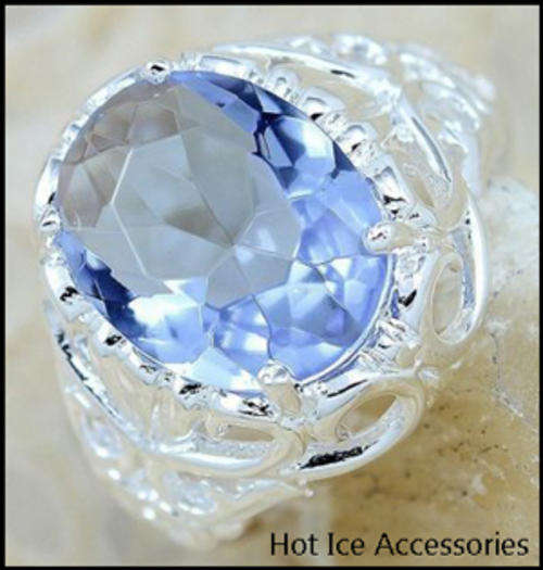 **INTERNATIONAL SHIPPING** STERLING SILVER SIMULATED LIGHT AMETHYST RING*NO COMBINED POSTAGE