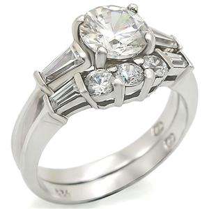 **INTERNATIONAL POSTAGE**  SIMULATED DIAMOND 18K WHITE GOLD PLATED WEDDING RING SET
