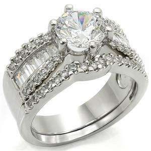 **INTERNATIONAL POSTAGE**  SIMULATED DIAMOND 18K WHITE GOLD PLATED WEDDING RING SET