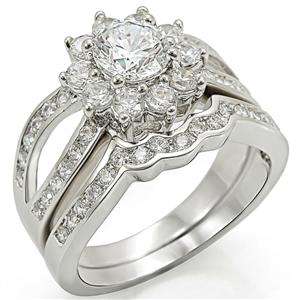 **INTERNATIONAL POSTAGE**  SIMULATED DIAMOND 18K WHITE GOLD PLATED WEDDING RING SET