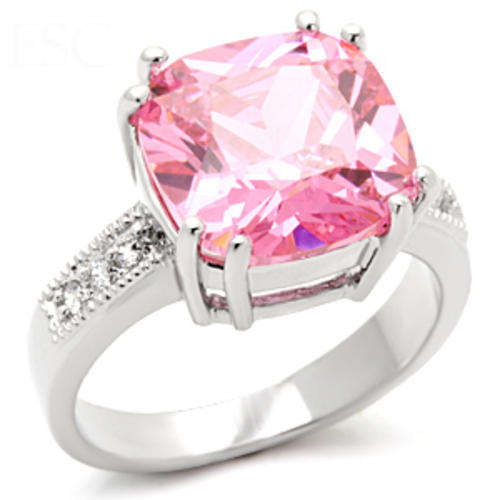 **INTERNATIONAL POSTAGE** 18K WHITE GOLD PLATED SIMULATED PINK TOPAZ RING