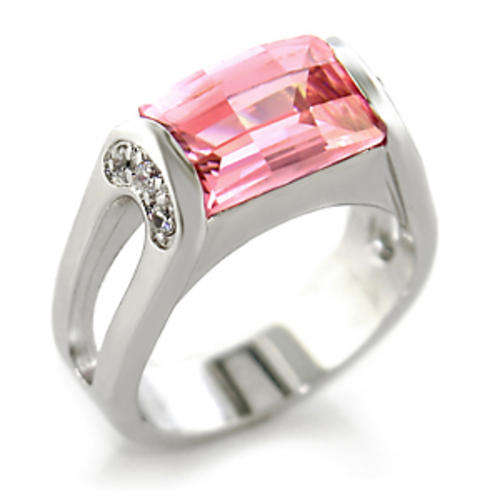 **INTERNATIONAL POSTAGE** 18K WHITE GOLD PLATED SIMULATED PINK TOPAZ RING