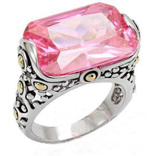 **INTERNATIONAL POSTAGE** 18K WHITE GOLD PLATED SIMULATED PINK TOPAZ RING