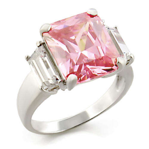 **INTERNATIONAL POSTAGE** 18K WHITE GOLD PLATED SIMULATED PINK TOPAZ RING