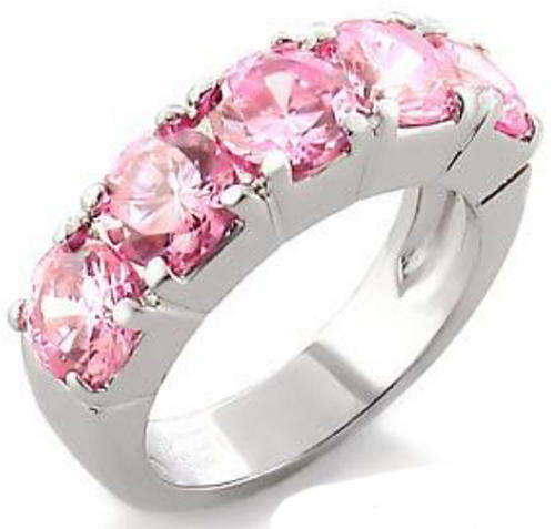 **INTERNATIONAL POSTAGE** 18K WHITE GOLD PLATED SIMULATED PINK TOPAZ RING