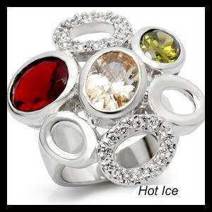 **INTERNATIONAL POSTAGE** 18K WHITE GOLD PLATED MULTI COLOURED RING