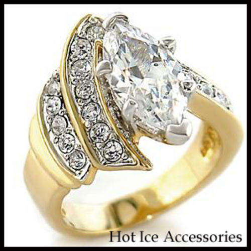 **INTERNATIONAL SHIPPING** 18K YELLOW GOLD PLATED SIMULATED DIAMOND RING*NO COMBINED SHIPPING