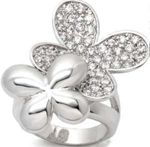 **INTERNATIONAL POSTAGE** 18K WHITE GOLD PLATED SIMULATED DIAMOND RING