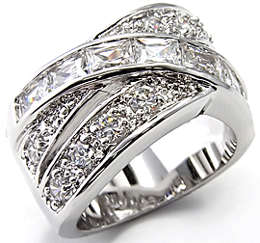 **INTERNATIONAL POSTAGE** 18K WHITE GOLD PLATED SIMULATED DIAMOND RING