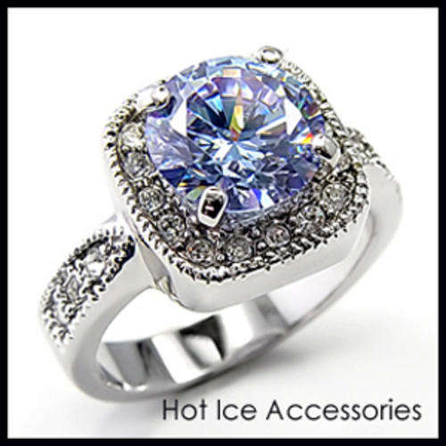 **INTERNATIONAL POSTAGE** 18K WHITE GOLD PLATED SIMULATED AMETHYST RING