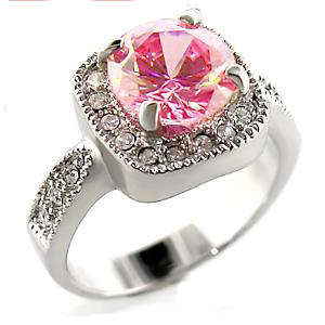 **INTERNATIONAL POSTAGE** 18K WHITE GOLD PLATED SIMULATED PINK TOPAZ RING