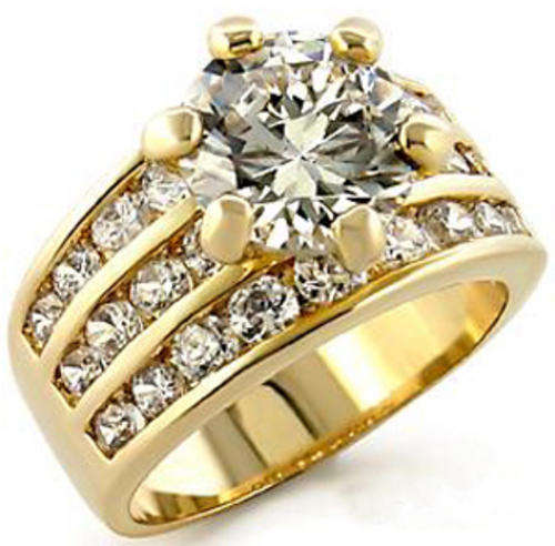**INTERNATIONAL SHIPPING** 18K YELLOW GOLD PLATED SIMULATED DIAMOND RING*NO COMBINED SHIPPING