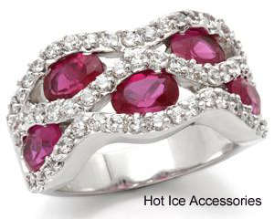 **INTERNATIONAL SHIPPING** 18K WHITE PLATED SIMULATED RUBY RING*NO COMBINED SHIPPING