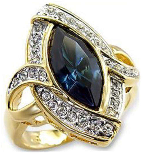 **INTERNATIONAL POSTAGE** 18K YELLOW GOLD PLATED SIMULATED SAPPHIRE RING
