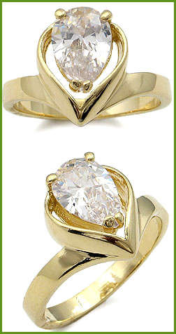 **INTERNATIONAL SHIPPING** 18K YELLOW GOLD PLATED SIMULATED DIAMOND RING*NO COMBINED SHIPPING