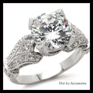 **INTERNATIONAL POSTAGE** 18K WHITE GOLD PLATED SIMULATED DIAMOND RING