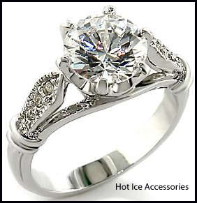 **INTERNATIONAL POSTAGE** 18K WHITE GOLD PLATED SIMULATED DIAMOND RING