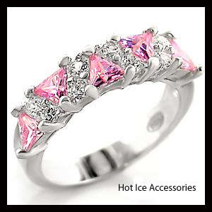**INTERNATIONAL POSTAGE** 18K WHITE GOLD PLATED SIMULATED PINK TOPAZ RING