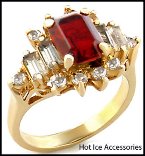 **INTERNATIONAL SHIPPING** 18K GOLD PLATED SIMULATED RUBY RING*NO COMBINED SHIPPING