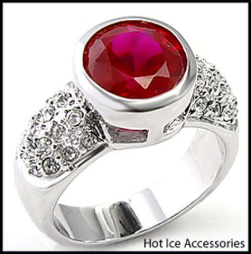 **INTERNATIONAL SHIPPING** 18K WHITE PLATED SIMULATED RUBY RING*NO COMBINED SHIPPING