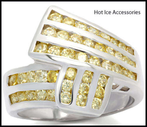 **INTERNATIONAL POSTAGE** 18K WHITE GOLD PLATED SIMULATED YELLOW TOPAZ RING