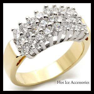 **INTERNATIONAL SHIPPING** 18K YELLOW GOLD PLATED SIMULATED DIAMOND RING*NO COMBINED SHIPPING