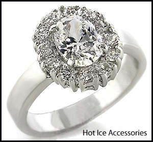 **INTERNATIONAL POSTAGE** 18K WHITE GOLD PLATED SIMULATED DIAMOND RING