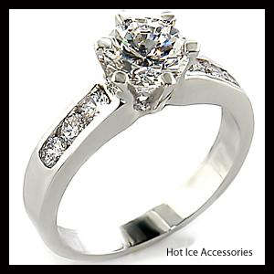 **INTERNATIONAL POSTAGE** 18K WHITE GOLD PLATED SIMULATED DIAMOND RING