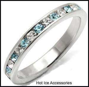 **INTERNATIONAL POSTAGE** 18K WHITE GOLD PLATED SIMULATED BLUE TOPAZ RING
