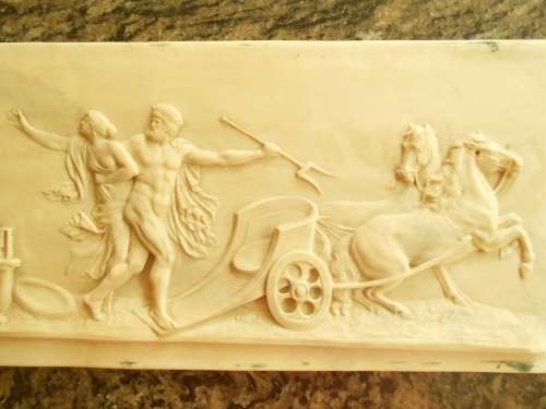 FRAMED Antique style plaque `Haides abducting Persephone`